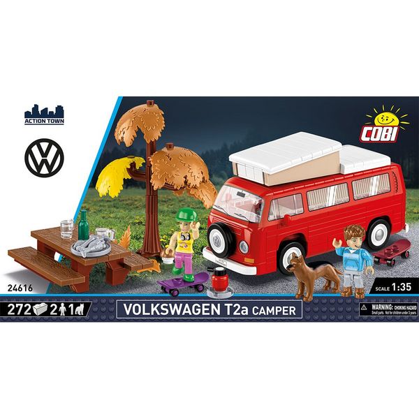 Produktbild: COBI Action Town 24616 - Volkswagen T2a Camper, Bausatz 1:35, 272 Klemmbausteine, 3 Figuren