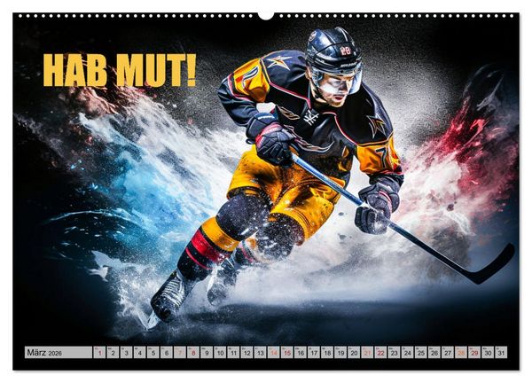 Produktbild: Eishockey und positive Gedanken (Wandkalender 2026 DIN A2 quer), CALVENDO Monatskalender