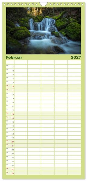 Produktbild: Familienplaner 2027 - Wasserfallwelt Schweiz mit 5 Spalten (Wandkalender, 21 x 45 cm) CALVENDO