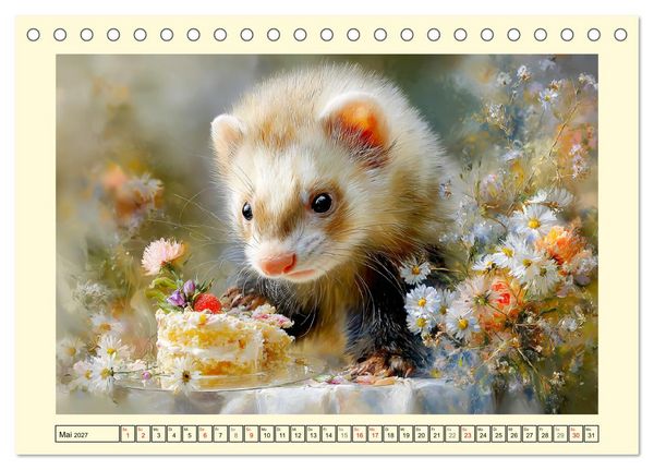 Produktbild: Frettchen. Kleine Wusel im Cottage-Garten (Tischkalender 2027 DIN A5 quer), CALVENDO Monatskalender