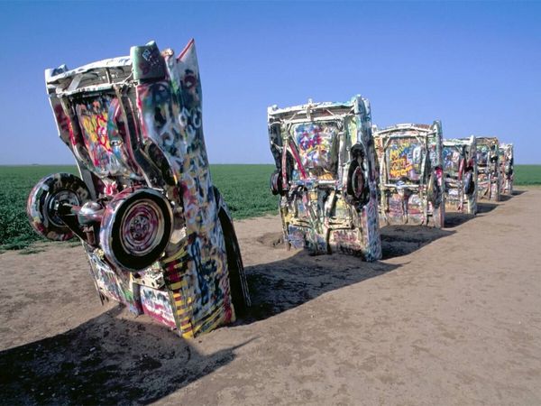 Produktbild: CALVENDO Puzzle Cadillac Ranch, bei Amarillo, Texas | 1000 Teile Lege-Gr&ouml;&szlig;e 64x48cm Foto-Puzzle f&uuml;r gl&uuml;ckliche Stunden