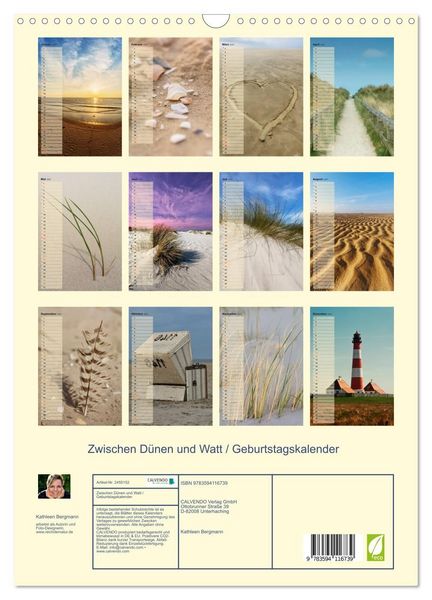 Produktbild: Zwischen D&uuml;nen und Watt / Geburtstagskalender (Wandkalender 2027 DIN A3 hoch), CALVENDO Monatskalender