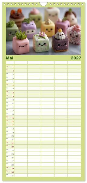 Produktbild: Familienplaner 2027 - Kawaii-Gl&uuml;cksmomente mit 5 Spalten (Wandkalender, 21 x 45 cm) CALVENDO