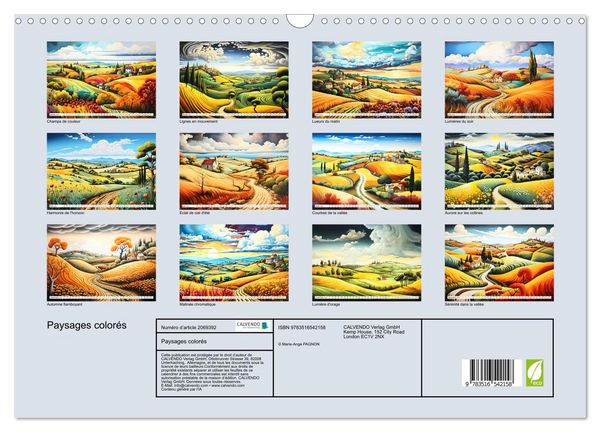 Produktbild: Paysages color&eacute;s (Calendrier mural 2026 DIN A3 vertical), CALVENDO calendrier mensuel