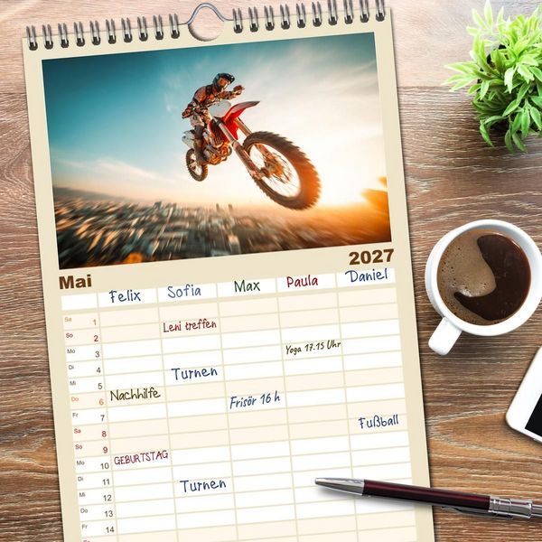 Produktbild: Familienplaner 2027 - MX - Motocross - Impressionen mit 5 Spalten (Wandkalender, 21 x 45 cm) CALVENDO