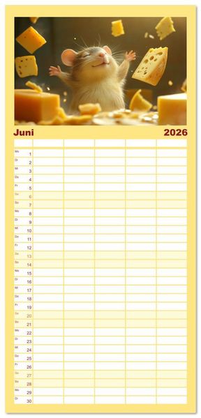 Produktbild: Familienplaner 2026 - M&auml;use w&uuml;rden K&auml;se kaufen mit 5 Spalten (Wandkalender, 21 x 45 cm) CALVENDO