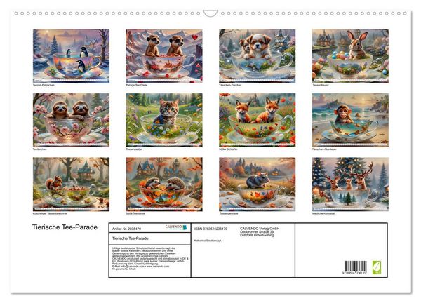Produktbild: Tierische Tee-Parade (Wandkalender 2026 DIN A2 quer), CALVENDO Monatskalender