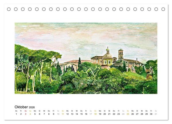 Produktbild: ROM In stillen Aquarellen (Tischkalender 2026 DIN A5 quer), CALVENDO Monatskalender