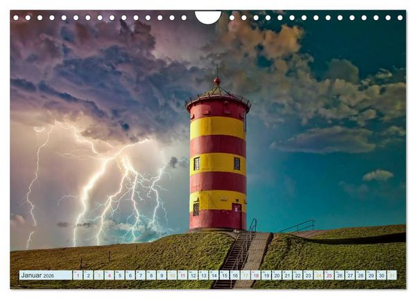 Produktbild: Leuchtturm Gewitter (Wandkalender 2026 DIN A4 quer), CALVENDO Monatskalender