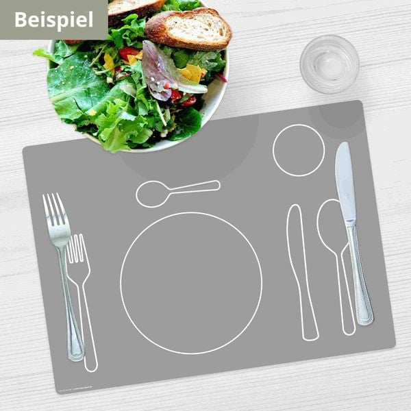 Produktbild: Tischsetmacher Tischset f&uuml;r Kinder Montessori Lerntischset in grau, aus hochwertigem Vinyl , 44 x 32 cm