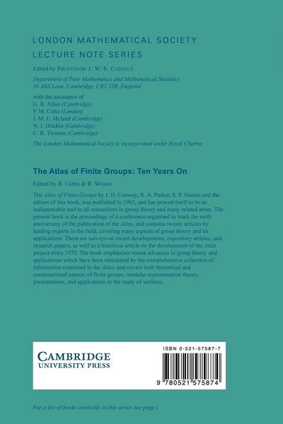 Produktbild: The Atlas of Finite Groups - Ten Years on