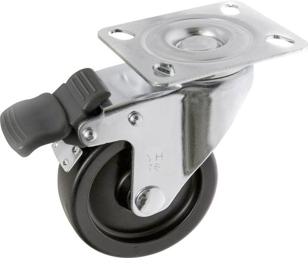 Produktbild: TOOLCRAFT TO-5137905 Lenkrolle mit Feststellbremse und Anschraubplatte 75 mm Polypropylen Tragf&auml;higkeit (max.): 70 kg