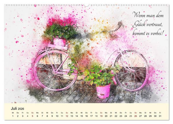 Produktbild: Aquarelle und Lebensweisheiten (hochwertiger Premium Wandkalender 2026 DIN A2 quer), Kunstdruck in Hochglanz