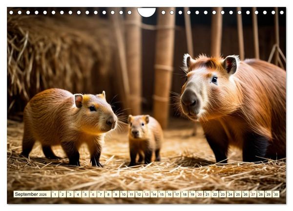 Produktbild: Capybaras - Wasserschweine die Herren der Gr&auml;ser (Wandkalender 2026 DIN A4 quer), CALVENDO Monatskalender