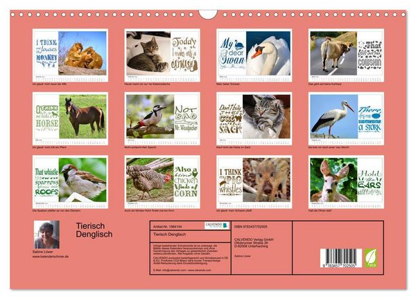 Produktbild: Tierisch Denglisch (Wandkalender 2026 DIN A3 quer), CALVENDO Monatskalender