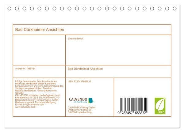 Produktbild: Bad D&uuml;rkheimer Ansichten (Tischkalender 2026 DIN A5 quer), CALVENDO Monatskalender