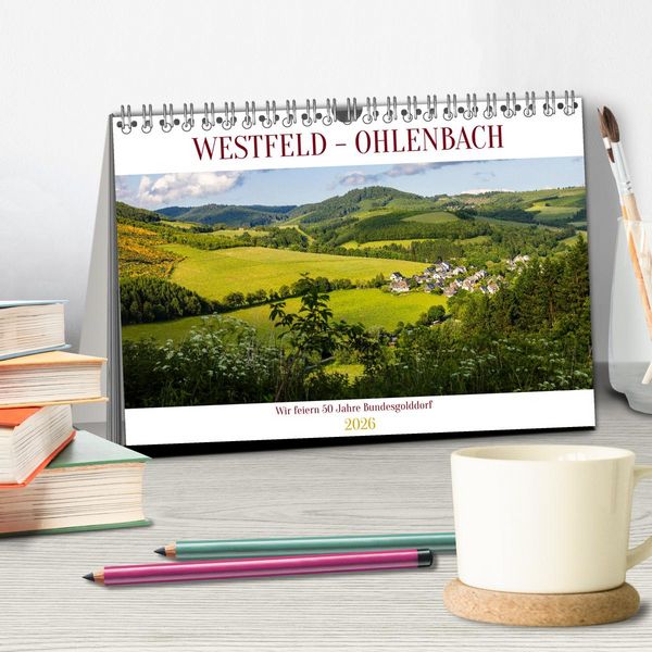 Produktbild: Westfeld-Ohlenbach - Wir feiern 50 Jahre Bundesgolddorf (Tischkalender 2026 DIN A5 quer), CALVENDO Monatskalender