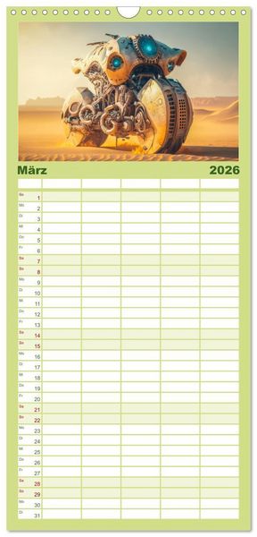 Produktbild: Familienplaner 2026 - Bizzare Motorr&auml;der mit 5 Spalten (Wandkalender, 21 x 45 cm) CALVENDO