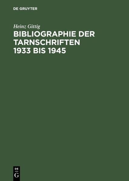 Produktbild: Bibliographie der Tarnschriften 1933 bis 1945
