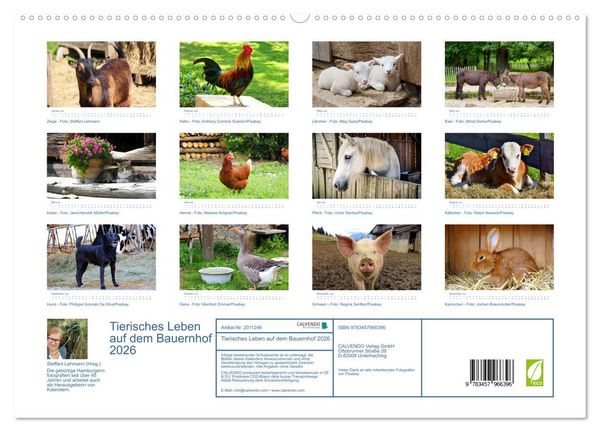 Produktbild: Tierisches Leben auf dem Bauernhof 2026 (hochwertiger Premium Wandkalender 2026 DIN A2 quer), Kunstdruck in Hochglanz