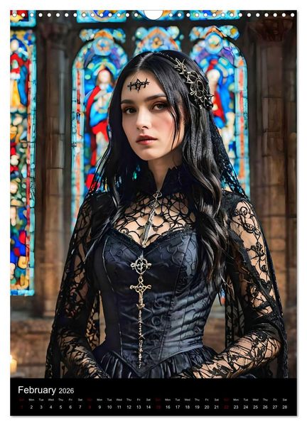 Produktbild: AI Gothic world - Mystical beauties of the night (Wall Calendar 2026 DIN A3 portrait), CALVENDO 12 Month Wall Calendar