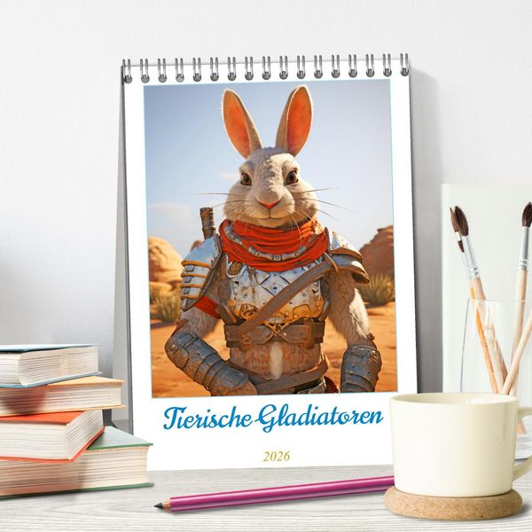 Produktbild: Tierische Gladiatoren (Tischkalender 2026 DIN A5 hoch), CALVENDO Monatskalender