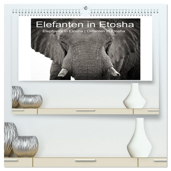 Produktbild: Elefanten in Etosha (hochwertiger Premium Wandkalender 2026 DIN A2 quer), Kunstdruck in Hochglanz