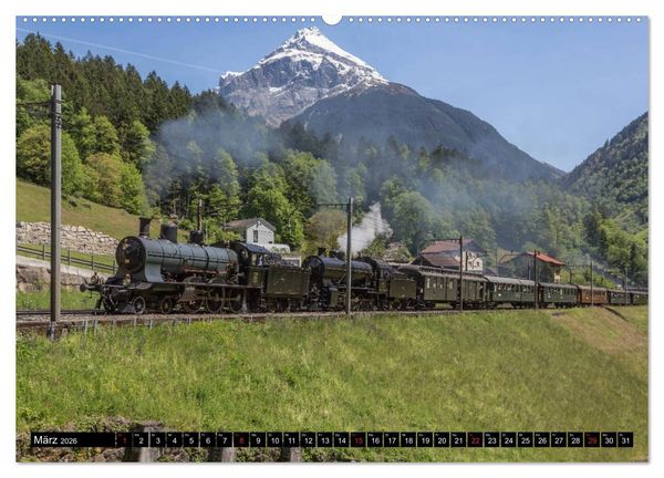 Produktbild: Eisenbahn-Nostalgie - Oldtimer auf Schweizer Schienen (Wandkalender 2026 DIN A2 quer), CALVENDO Monatskalender