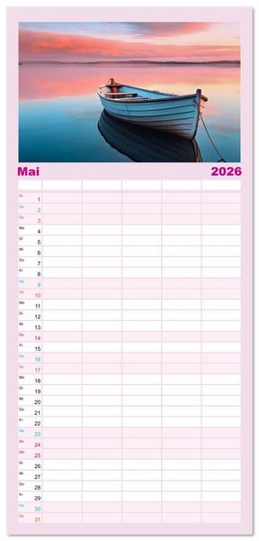 Produktbild: Familienplaner 2026 - Faszination Spiegelung - in der Natur mit 5 Spalten (Wandkalender, 21 x 45 cm) CALVENDO