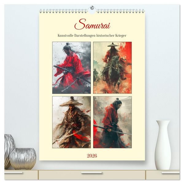 Produktbild: Samurai. Kunstvolle Darstellungen historischer Krieger (hochwertiger Premium Wandkalender 2026 DIN A2 hoch), Kunstdruck in Hochglanz