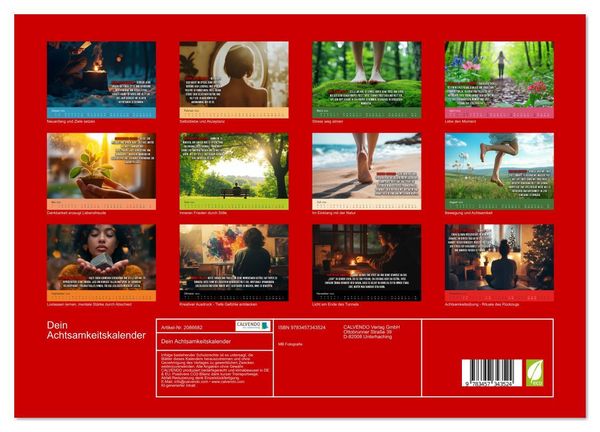 Produktbild: Dein Achtsamkeitskalender (hochwertiger Premium Wandkalender 2026 DIN A2 quer), Kunstdruck in Hochglanz
