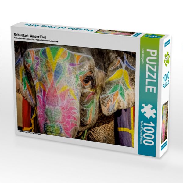 Produktbild: CALVENDO Puzzle Reitelefant Amber Fort 1000 Teile Puzzle quer | 1000 Teile Lege-Gr&ouml;&szlig;e 64 &times; 48 cm Foto-Puzzle f&uuml;r gl&uuml;ckliche Stunden