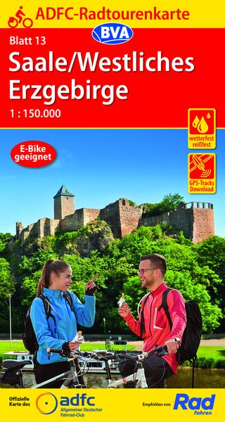 Produktbild: ADFC-Radtourenkarte 13 Saale /Westliches Erzgebirge 1:150.000, reiß- und wetterfest, E-Bike geeignet, GPS-Tracks Download