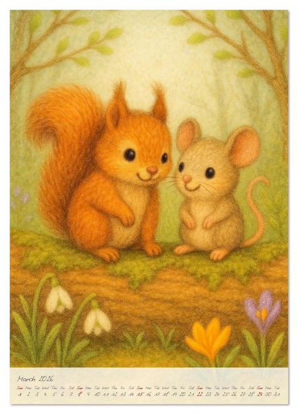Produktbild: Fluffy animal friends - Animal friendships for everyday life (Wall Calendar 2026 DIN A3 portrait), CALVENDO 12 Month Wall Calendar