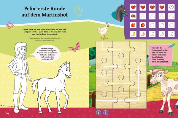 Produktbild: Bibi & Tina: R&auml;tseln Stickern K&uuml;mmern: Pflege Fohlen Felix!