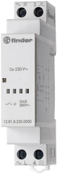 Produktbild: Finder Stromsto&szlig;-Schalter Hutschiene 13.81.8.230.0000 1 Schlie&szlig;er 230 V/AC 3700 VA 1St.