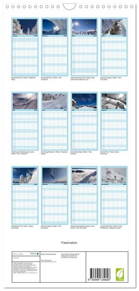 Produktbild: Familienplaner 2027 - Faskination mit 5 Spalten (Wandkalender, 21 x 45 cm) CALVENDO