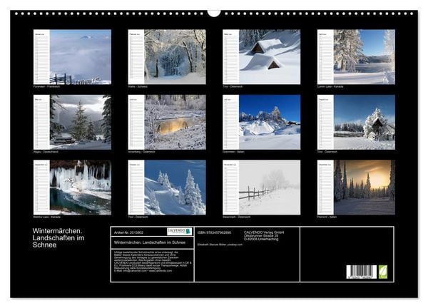 Produktbild: Winterm&auml;rchen. Landschaften im Schnee (Wandkalender 2026 DIN A2 quer), CALVENDO Monatskalender