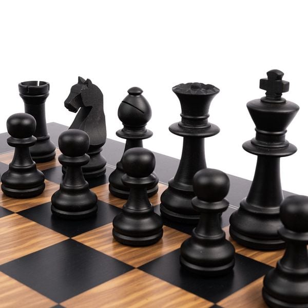 Produktbild: Schachset Schwarz Olive Deluxe, Feld 50 mm