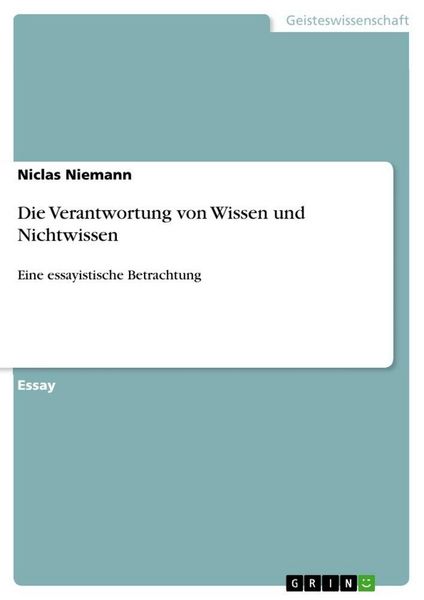 Produktbild: Die Verantwortung von Wissen und Nichtwissen
