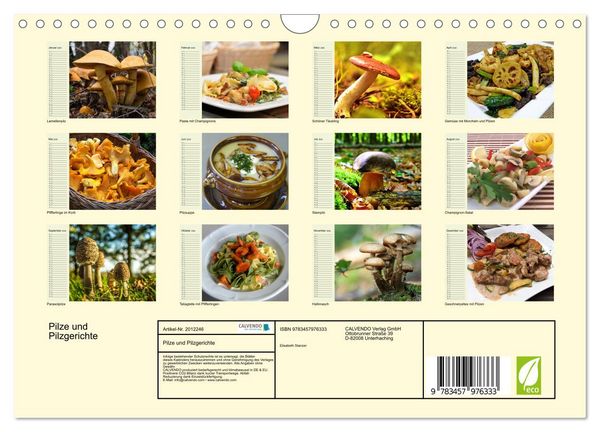 Produktbild: Pilze und Pilzgerichte (Wandkalender 2026 DIN A4 quer), CALVENDO Monatskalender
