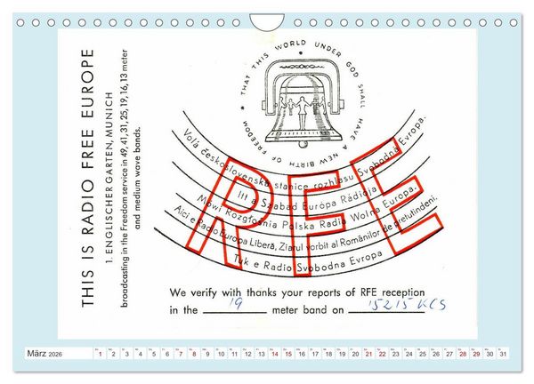 Produktbild: Rundfunk in Deutschland - Historische QSL-Karten (Wandkalender 2026 DIN A4 quer), CALVENDO Monatskalender