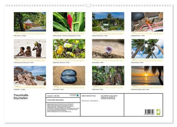 Produktbild: Traumhafte Seychellen (Wandkalender 2026 DIN A2 quer), CALVENDO Monatskalender