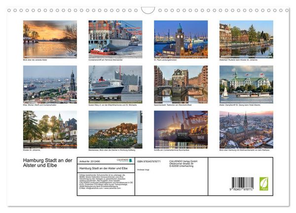 Produktbild: Hamburg Stadt an der Alster und Elbe (Wandkalender 2026 DIN A3 quer), CALVENDO Monatskalender
