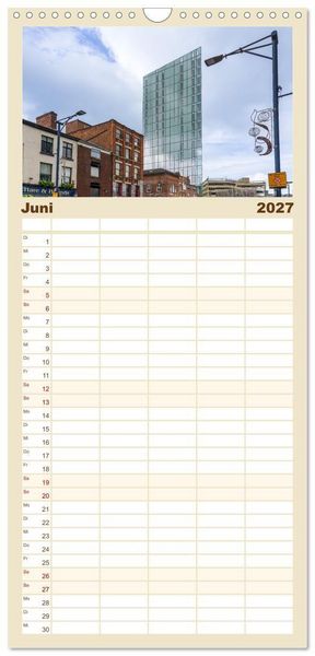Produktbild: Familienplaner 2027 - Faszination Manchester mit 5 Spalten (Wandkalender, 21 x 45 cm) CALVENDO