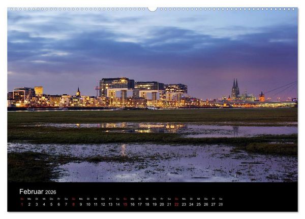 Produktbild: k&ouml;ln dunkel bunt - Die Stadt in anderem Licht! (hochwertiger Premium Wandkalender 2026 DIN A2 quer), Kunstdruck in Hochglanz
