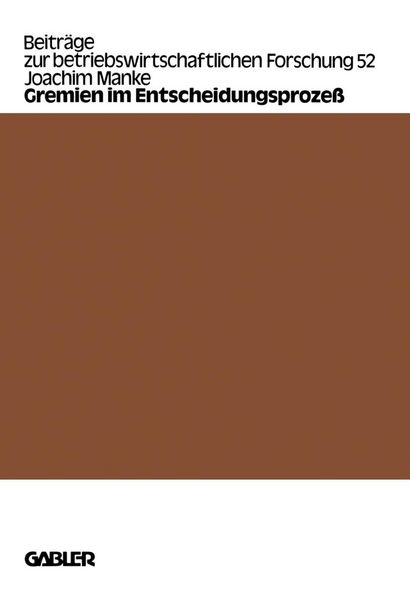 Produktbild: Gremien im Entscheidungsproze&szlig;