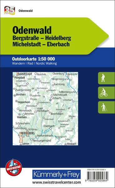 Produktbild: Odenwald Bergstrasse, Heidelberg, Michelstadt, Eberbach Nr. 35 Outdoorkarte Deutschland 1:50 000