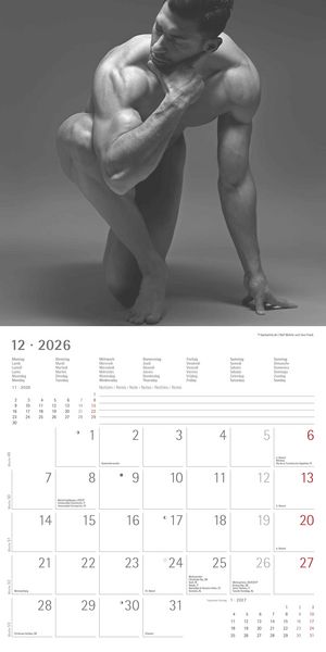 Produktbild: Masculine 2026 - Broschürenkalender 30x30 cm (30x60 geöffnet) - Kalender mit Platz für Notizen - Maskulin - Bildkalender - Wandplaner - Erotikkalender