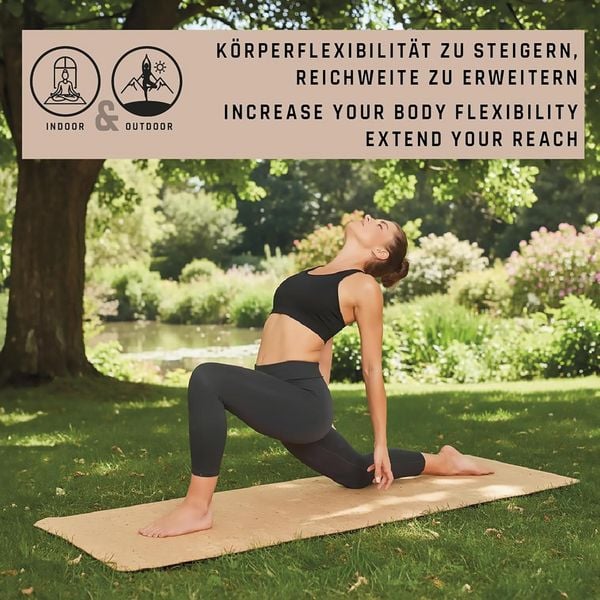 Produktbild: Schildkr&ouml;t 960265 - Kork Yogamatte inkl. Yogagurt, Naturkork & Naturkautschuk, 183x61x0,4cm